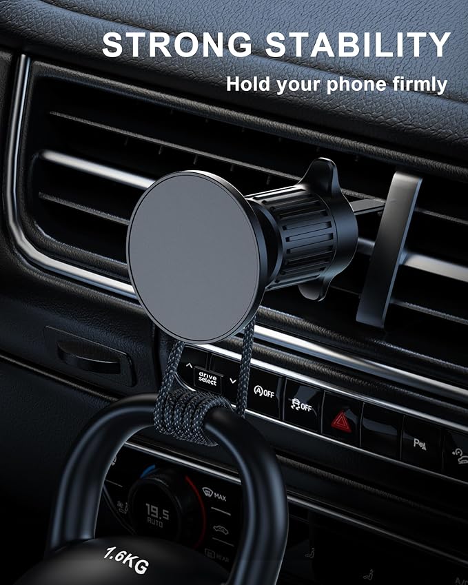 ZBF Magnetic Car Mount Charger, Mag-Safe Car Mount,Magnetic Car Phone Holder Mount, Car Cell Phone Holder Fit 17 16 15 14 13 12 All Smartphones (Air Vent)
