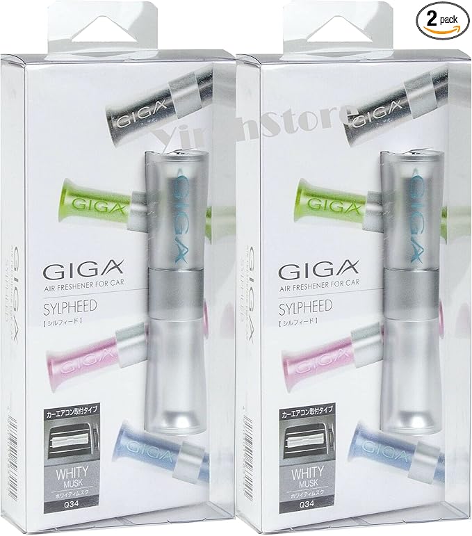 Air Spencer Sylpheed Giga Clip White, Whity Musk scent 2-pack, Slim Elegant Design, Graceful Color, Solid/Spill proof, Car Vent Clip Air Freshener, Beautiful exotic aldehydic floral fragrance