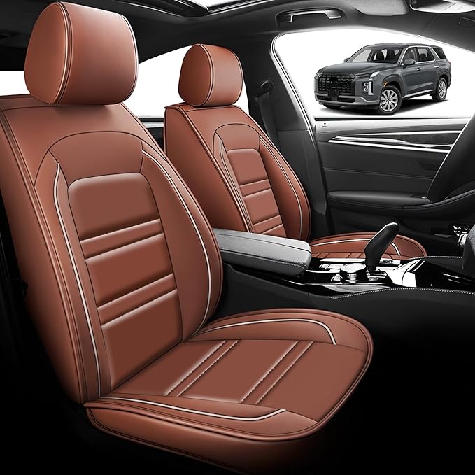 Seat Cover for Hyundai Car Palisade 2020-2025 | Car Seat Covers Front Seats, Waterproof Seat Protectors, Automotive Front Seat Covers (Front Seat, Coffee)