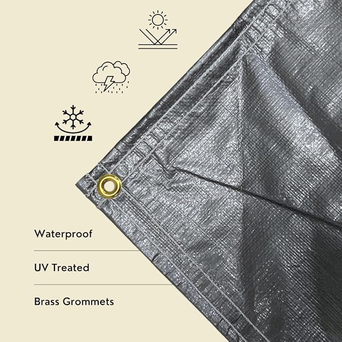 Tarps Heavy Duty Waterproof 10x30 FT, Extra Thick 12 Mil Large Tarps with Grommets and Reinforced Edges,UV Resistant,Tear&Fade Resistant, Silver/White Multipurpose Cover for Home Boats Cars Camping