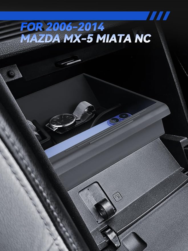 for Mazda MX-5 Center Console Organizer 2006-2014 Mazda MX-5 Miata NC Accessories Armrest Tray Middle Storage Box Insert Container Durable ABS Plastic