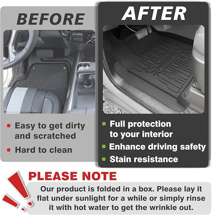 TripleAliners Floor Mats All Weather Compatible with 2019-2025 Chevy Silverado/GMC Sierra 1500 & 2020-2025 Silverado/Sierra 2500 HD/3500HD Crew Cab 1st & 2nd Row, Rear with Factory Carpeted Storage