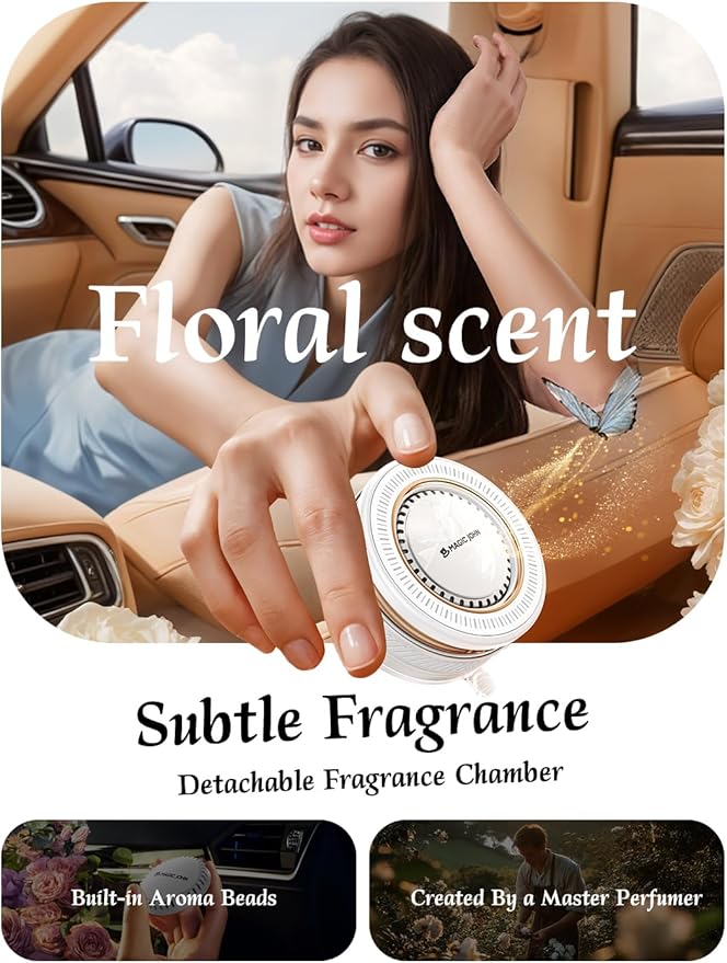 MAGIC JOHN Magnetic Phone Holders for Your Car [Car Aroma Mount] [2-in-1 Fragrance Diffuser & Phone Stand][Ultra-Suction Cup] 360° Adjustable Magnetic Phone Holder, Car Accessories for iPhone, White