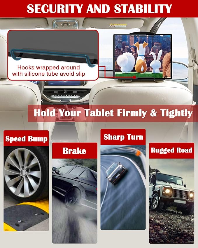 WONNIE 2 Pack Car Headrest Holder for 10-12.9" Large Size Tablets