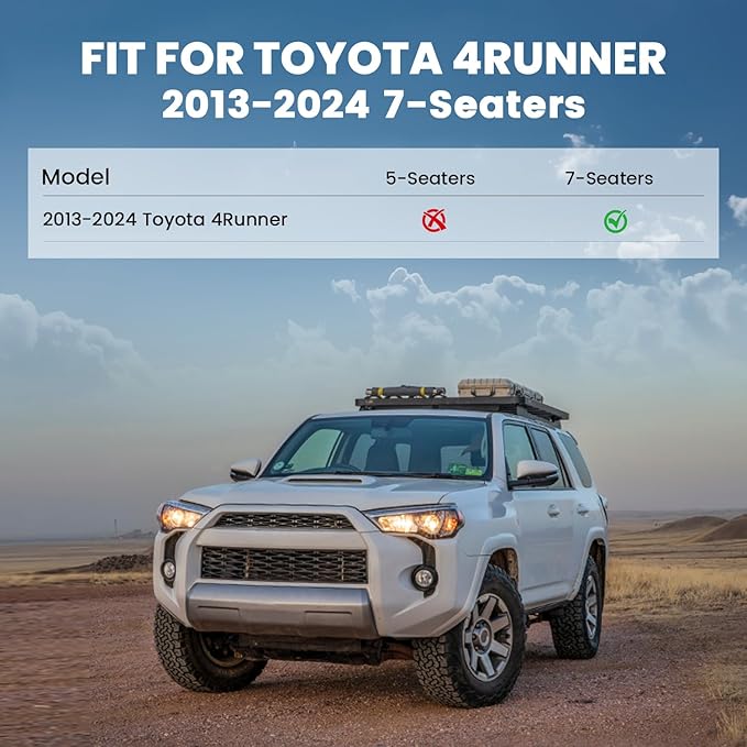 LASFIT Floor Mats for Toyota 4Runner 2013-2024 (Only for 7 Seats) All Weather Custom Fit Floor Liner for Toyota 4 Runner TPE Mats Front&Rear 3 Row Car Mats, Black