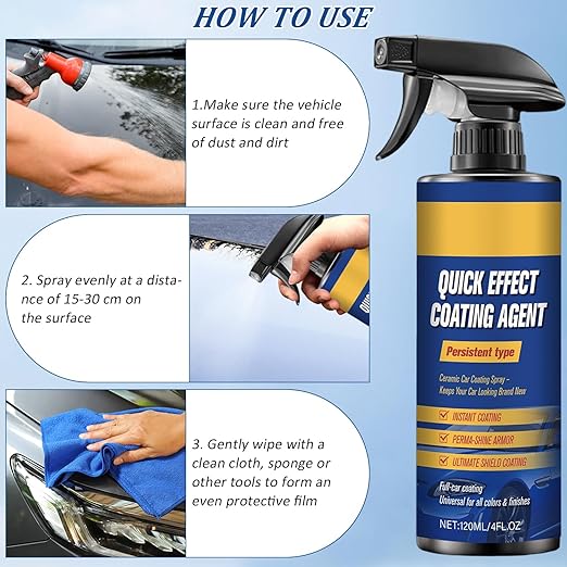 2Pcs Advanced Car Quick-Acting Coating Agent Spray, Car Scratch Wax Polish Quick Effect Coating Agent Spray for Shine & Protection, Cars Wax Oil Film Emulsion Glass Cleaner for Vehicles