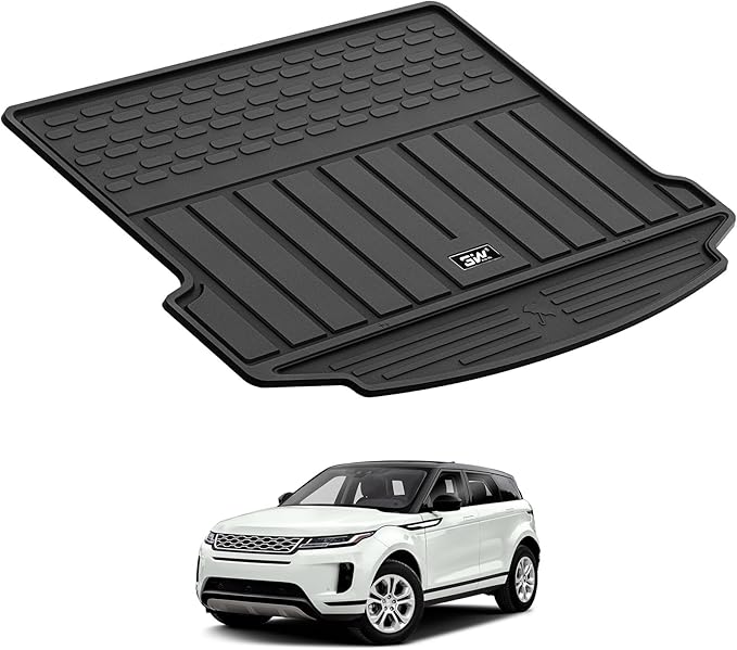 3W Cargo Liner Fit for Range Rover Evoque 2020-2024 2025 2026,TPE All Weather Custom Fit Trunk Mat for Range Rover Full Set Car Mats, Black