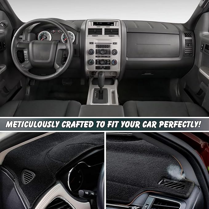 Non-Slip Dash Cover Dashboard Cover Mat Custom Fit Center Console Cover Sunshield Protector Pad Compatible with Ford Escape Mercury Mariner 2008 2009 2010 2011 2012 Accessories (Black Trim)