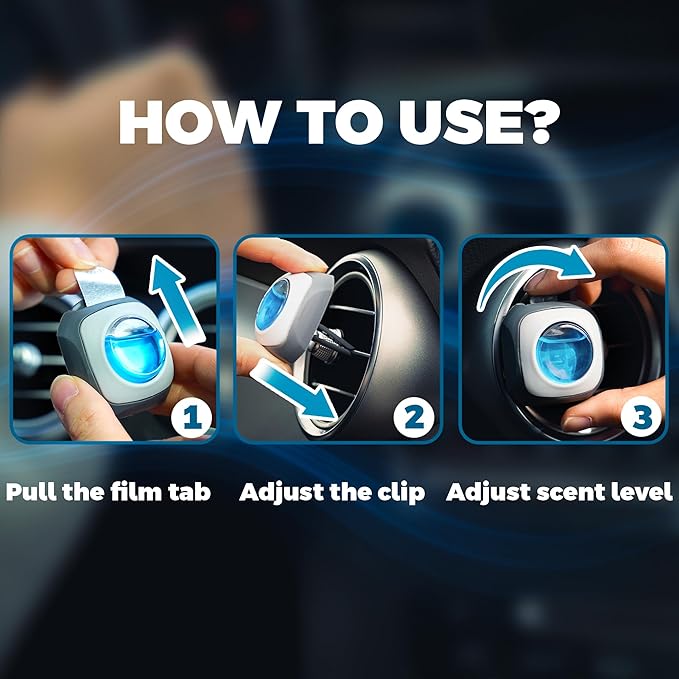 Air Jungles New Car Scent Car Air Freshener Vent Clip, 6 Count Long Lasting Up to 180 days, Car Fragrance for Women and Men, Odor Eliminator - 4ml Each