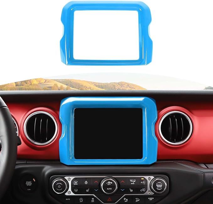 RT-TCZ for Jeep JL Center Console Radio Display Panel Trim Cover for Jeep Wrangler JL JLU Gladiator JT 2018-2023 Light Blue Interior Accessories 8.4 inch