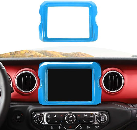 RT-TCZ for Jeep JL Center Console Radio Display Panel Trim Cover for Jeep Wrangler JL JLU Gladiator JT 2018-2023 Light Blue Interior Accessories 8.4 inch