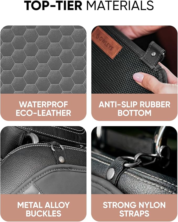 Owleys Kick Mat Back Seat Protector - Car Back Seat Cover for Kids Feet - Waterproof & Sturdy Protector for Upholstery from Dirt, Mud, Scratches and Stain (Gray 2 pc)