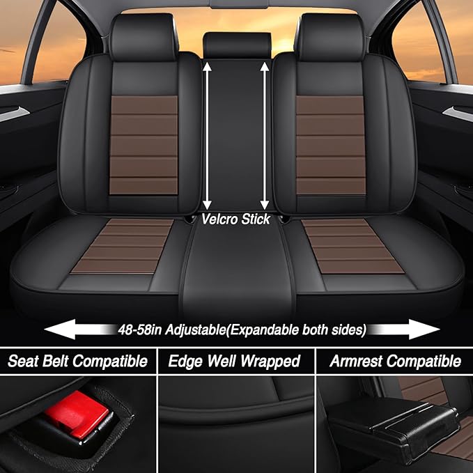 Seat Covers Custom Fit for Acura MDX 2001-2025, 7 Seat, Compatible Airbag Non-Slip Waterproof Leather Seat Cover, Luxury Interior Car Seat Covers Full Set, Black Coffee