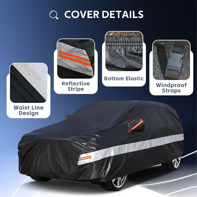10 Layers SUV Car Cover Custom Fit for Honda CRV CR-V (2006-2024) Waterproof All Weather for Automobiles, Outdoor Full Cover Sun UV Rain Protection with Cotton.Black