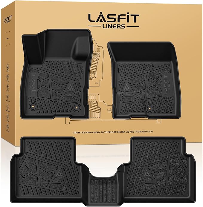 LASFIT Floor Mats for Ford Maverick 2022-2025 2026 (for Gasoline Models Only) All Weather Car Floor Pretoctor TPE Truck Liners for Ford Maverick Gas, 1st & 2nd Row Black