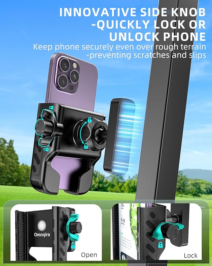 Golf Cart Phone Holder, 360° Adjustable Universal Golf Magnetic Phone Mount Compatible with iPhone Google Pixel EZGO Club Car Yamaha Icon Golf Cart Accessories Golf Gifts for Friend Men Husband Dad