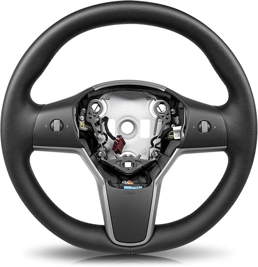 ZIMABLUE Heated Steering Wheel for Tesla Model 3 (2017–2023) & Model Y (2020–2024) | Factory-Matched 1:1 Fitment (Hub & Buttons) | Nappa Leather | Hand-Stitched