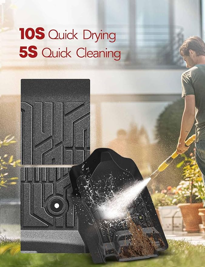 YHTAUTO Floor Mats Fit 2014-2018 Chevy Silverado/GMC Sierra, 2015-2019 2500HD/3500HD Crew Cab, Black TPE All Weather Car Mats Waterproof Odorless Floor Liner, 1st & 2nd Row Liner