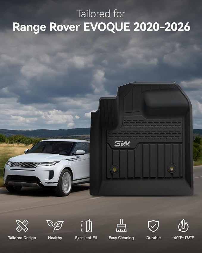 3W Floor mats & Cargo Liner fit for Range Rover Evoque 2020-2024 2025 2026,TPE All Weather Custom Fit Floor Liner Full Set Car Liners