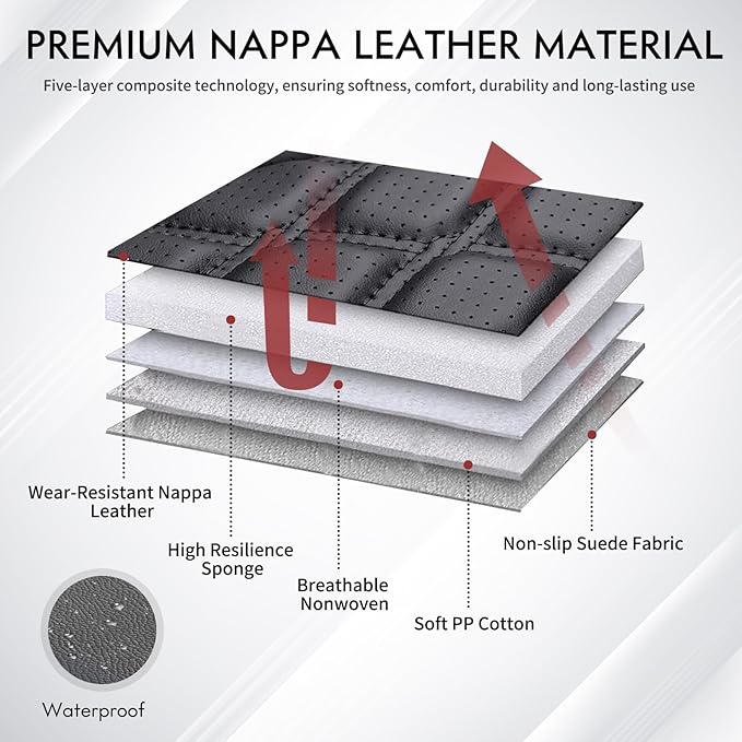 Huidasource Silverado Seat Covers Front & Rear Fit for Chevy Silverado GMC Sierra Pickup 1500 2014-2018, 2500HD 3500HD 2015-2019 Crew Double Extended Cab Leather Seat Cushion Cover (Full Set/Black)