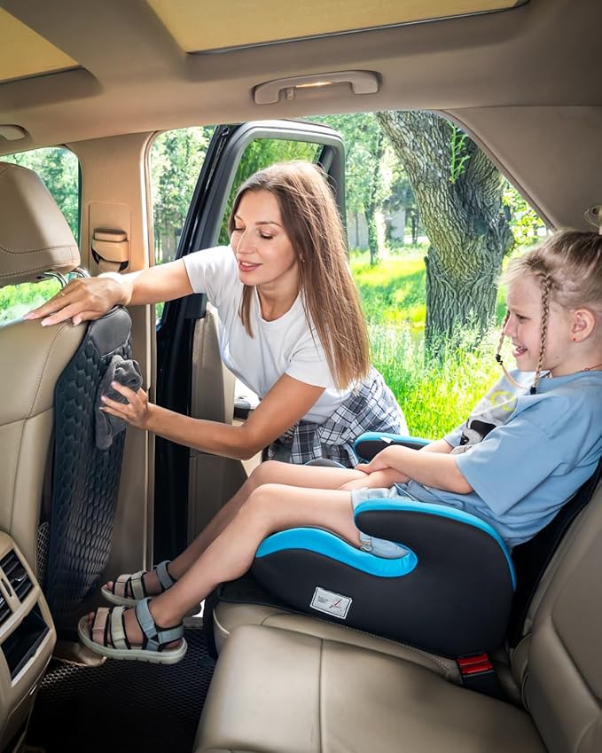 Owleys Kick Mat Back Seat Protector - Car Back Seat Cover for Kids Feet - Waterproof & Sturdy Protector for Upholstery from Dirt, Mud, Scratches and Stain (Black 2 pcs)