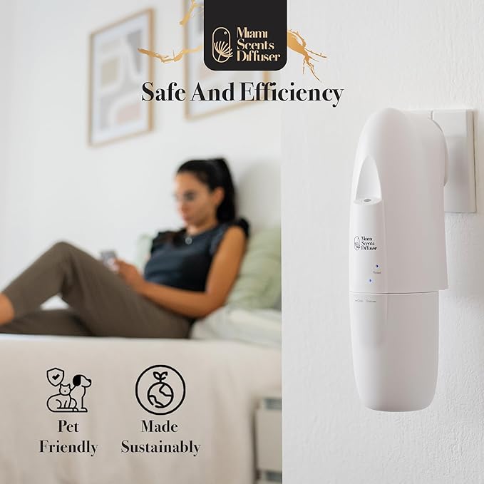 Plug in Wall Waterless Diffuser + Majestic Hotel Essential Oils 4 Fl Oz Included Coverage Up to 500 SqFt Smart Bluetooth App Control Scent Air Machine for Home, Office and Spa Ideal for Aromatherapy.
