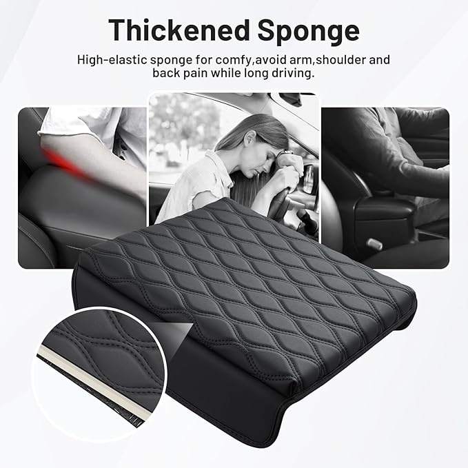 Autorder Center Console Cover for 2021-2025 Ford F150/2022-2025 F150 Lightning Accessories Armrest Cushion Cover Nappa Leather Middle Console Covers (Only fit for Work Surface Console)