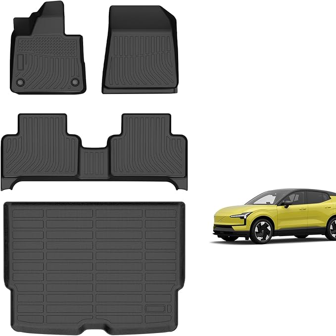 for Volvo EX30 Floor Mats 2025, TPE All Weather Custom Car Floor Mats Cargo Liner Full Set for Volvo EX30 Accessories 2025