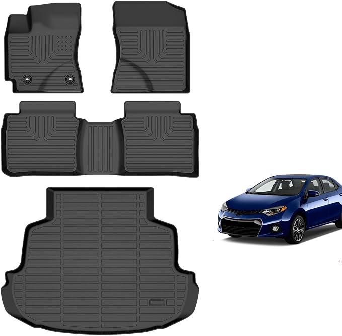 for Toyota Corolla Floor Mats 2014 2015 2016 2017 2018 2019 (Only Sedan Model), TPE All Weather Car Floor Mats Cargo Liner Full Set for Toyota Corolla Accessories 2014-2019