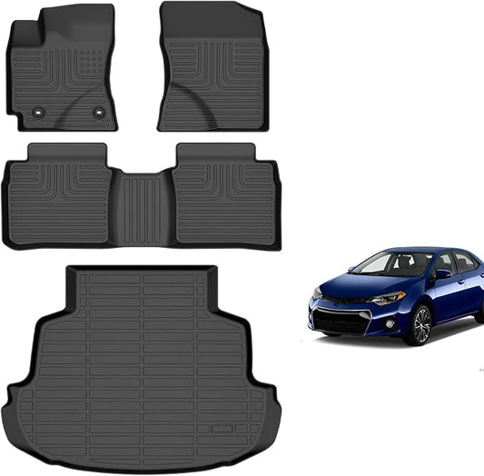 for Toyota Corolla Floor Mats 2014 2015 2016 2017 2018 2019 (Only Sedan Model), TPE All Weather Car Floor Mats Cargo Liner Full Set for Toyota Corolla Accessories 2014-2019