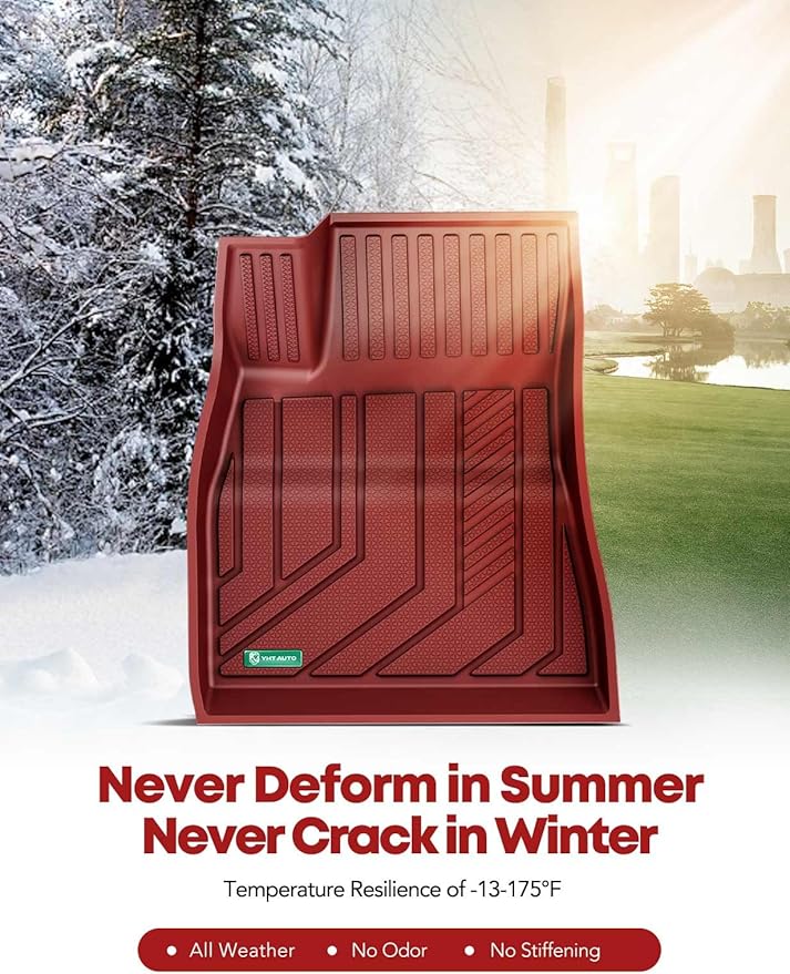 YHTAUTO Custom Fit Red Floor Mats for 2024 2025 Tesla Model 3 Highland, All Weather TPE Car Mats Carpet, Front Rear Trunk Cargo Liner, Rear Storage Liner Mats, Anti-Slip Waterproof Orderless, Set of 6
