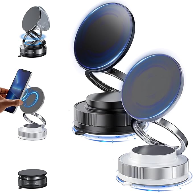 Vipbugo Phone Holder,360° Vacuum Magnetic Phone Holder Vipbu, Magnetic Suction Phone Mount Vipbugo,Vacuum Adsorption Magnetics Bracket, Hands-Free Suction Cup PhoneHolder for All Smooth Surface