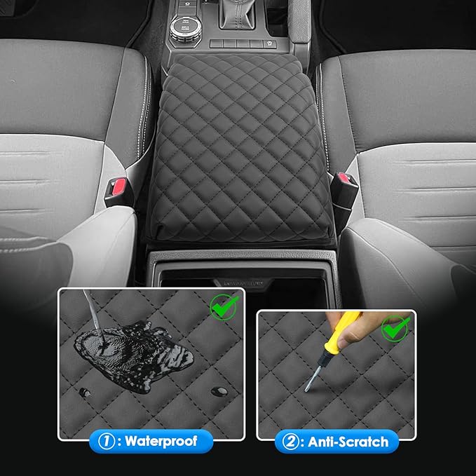 2024 2025 2026 Tacoma Center Console Cover for ToyotaTacoma (SR/SR5/TRD PreRunner/TRD Sport/TRD Off-Road/Limited/Trailhunter), Cushion&Comfy Leather Armrest Cover 2026 2025 Tacoma Accessories