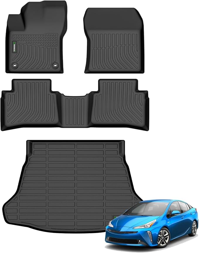 ANBINGO®-for Toyota Prius Floor Mats 2016-2022 (Not for Prius Prime & Prius c &Prius v), Car Mats for Toyota Prius All Weather Floor Mats 1st, 2nd Row Set & Cargo mat Prius Accessories-Black