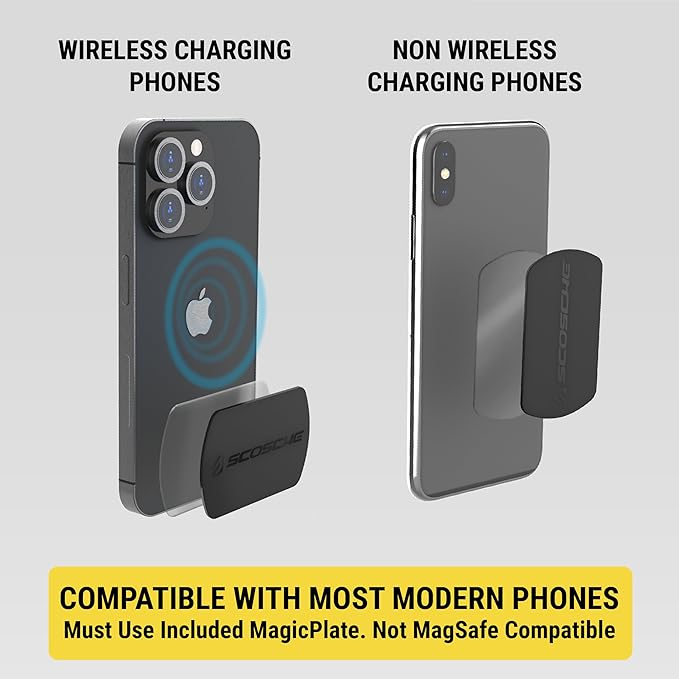 Scosche MXWDL Magnetic Cell Phone Holders for Your Car Dash/Windshield, Suction Cup Phone Holder Car Mount with Extra Strong Magnet, Thick Metal Plate Compatible with iPhone, Samsung and More, 2 Pack