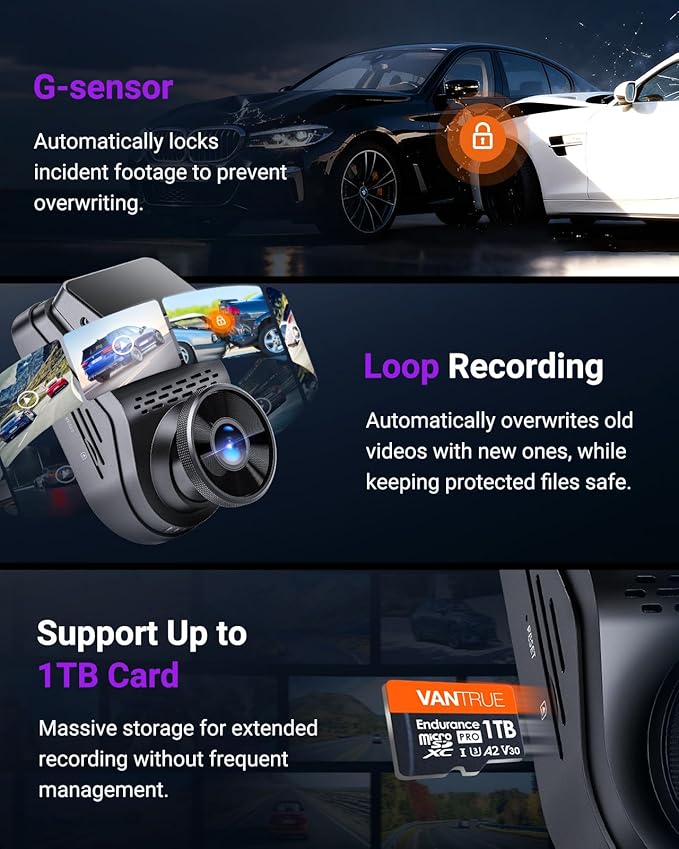 Vantrue S1 Pro Dash Cam Front STARVIS 2, 2.7K Mini Dash Camera for Cars, ADAS, App Control, Built-in WiFi GPS, G-Sensor, Loop Recording, Night Vision, 24H Parking Mode, 158°, 2" IPS, Support 1TB Max