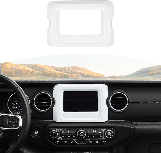 RT-TCZ for Jeep JL Center Console Radio Display Panel Trim Cover for Jeep Wrangler JL JLU Gladiator JT 2018-2023 White Interior Accessories 7 inch