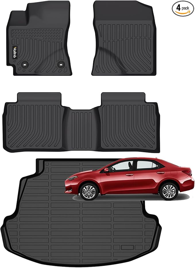 Wailtnb-Floor Mats & Cargo Liner for Toyota Corolla 2014-2019 (Only Sedan Model) Waterproof Durable Easy to Clean All Weather Car Mat Custom Fit Corolla Accessories Black