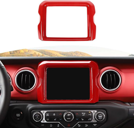 RT-TCZ for Jeep JL Center Console Radio Display Panel Trim Cover for Jeep Wrangler JL JLU Gladiator JT 2018-2023 Red Interior Accessories 8.4 inch