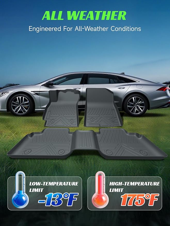 TPE All-Weather Floor Mats for Elantra 2021-2025 (Not for Hybrid) & Elantra N 2022-2025 | Custom Fit Heavy Duty Truck Floor Liners|Front & Rear Row Protection|Odorless, 3-Pcs Set Black