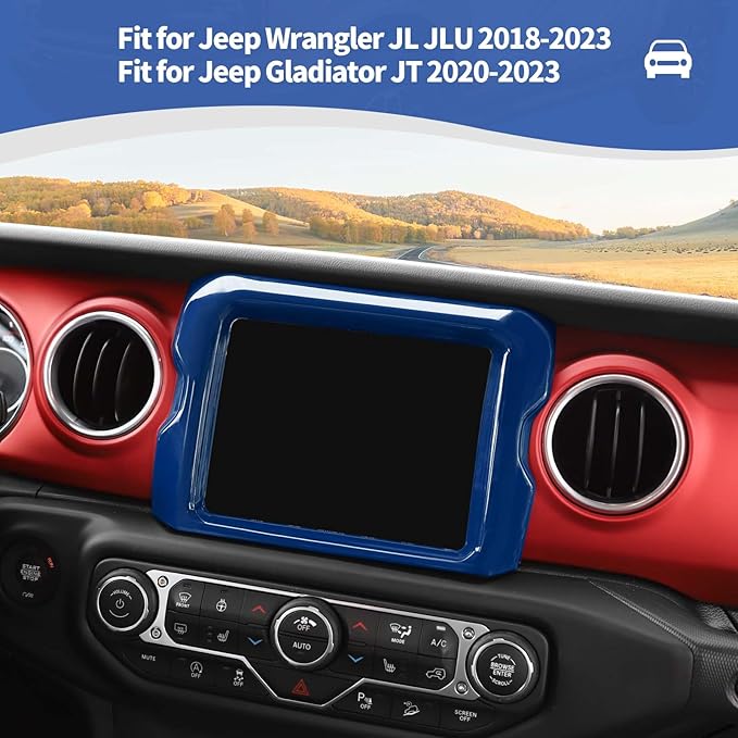 RT-TCZ for Jeep JL Center Console Radio Display Panel Trim Cover for Jeep Wrangler JL JLU Gladiator JT 2018-2023 Blue Interior Accessories 8.4 inch