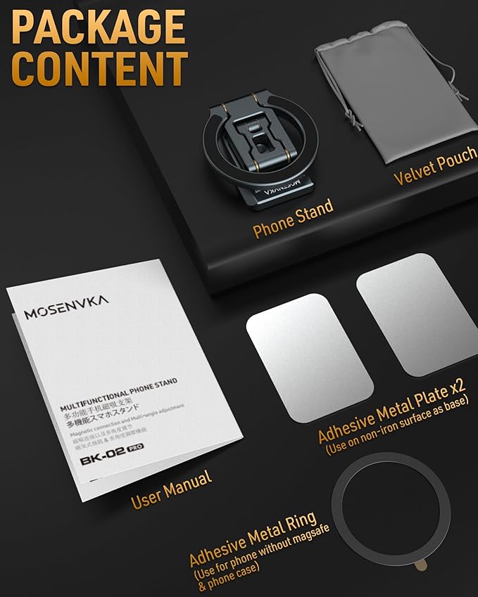 Dual Magnetic Phone Holder Gym Magnetic Stand,Tripod Phone Mount (1/4'' Hole& ARCA-Swiss),Portable Phone Grip for iPhone 12/13/14/15/16/17-Desk/Car/Gym/Golf Cart/Airplane Use Stand (Grey)