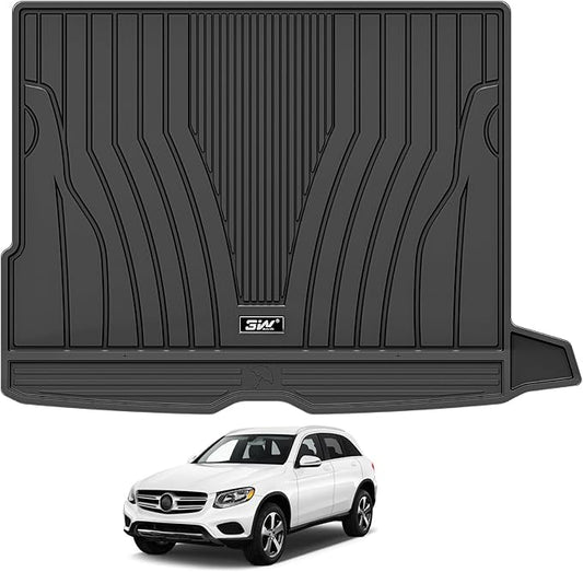 3W Benz GLC Trunk Mat Fit for 2016-2022 GLC300/GLC350e/GLC43 AMG/GLC63 AMG (Not Fit Coupe), All Weather TPE Cargo Mat Custom Fit Benz GLC Trunk Liner, Heavy Duty Cargo Liner