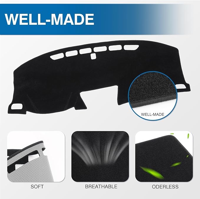 KUST Car Dash Cover for Honda CR-V CRV 2012-2015 2016 Polyester Non-Slip Dashboard Cover Center Console Dash Cover Interior Accessories for Honda CRV CR-V Custom Fit Dash Mat Sunshade No Glare Black