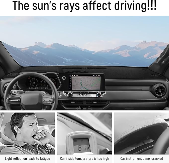 ZZEQYG Dash Cover Mat for Chevy Chevrolet Colorado/GMC Canyon 2023-2025 Accessories Dash Cover Flannel Dashboard Mat Cover Glare UV Rays Protector