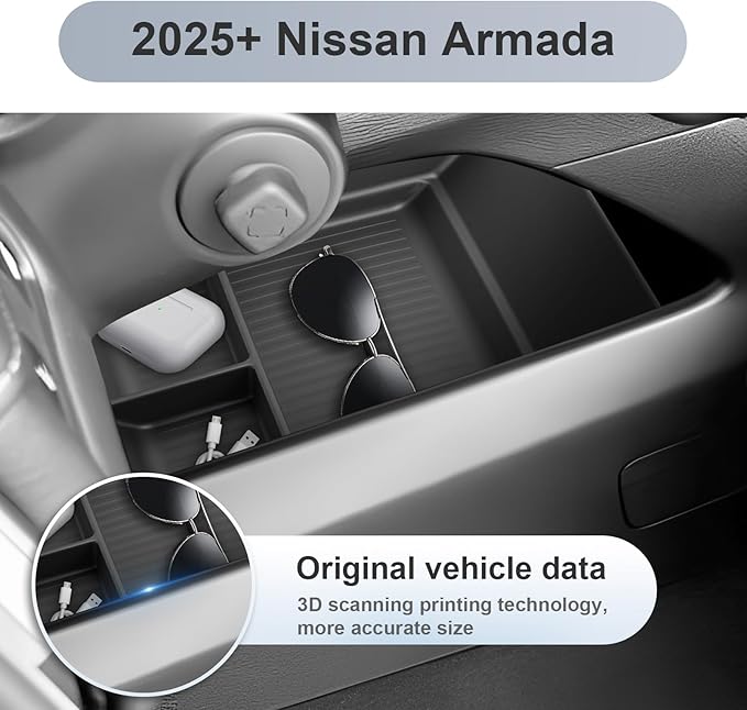 SKTU 2-Pack for 2025 2026 Nissan Armada Center Console Organizer for 2025 2026 Nissan Armada Console Tray 2025 2026 Armada Under Console Tray Nissan Armada 2025 2026 Accessories ABS Insert Organizer