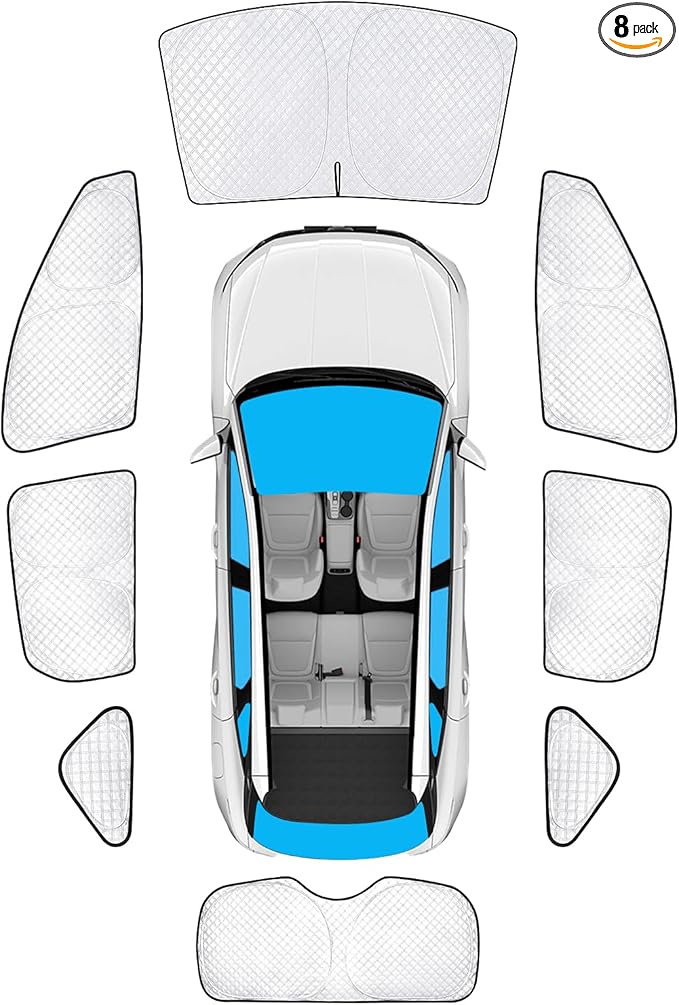 KMF 8pcs Thicken Sun Shades for Hyundai Tucson 2022-2025 Accessories, Full Car Window Covers for Windshield Side Rear, UV Block and Protect Privacy Blackout for Camping Outdoor