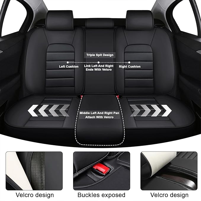 5 Seat Covers for Toyota RAV4 2000-2026 Breathable Car Seat Covers,Anti-Slip Waterproof Car Seat Protectors with Airbag,Automotive Vehicle Cushion with Storage Pockets (Standard,Black)