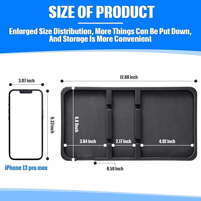 Yulejo Extra Large Dashboard Mat for Car Dashboard Accessories, Anti Skid Car Pad Compatible with All Smartphone Car Non Slip Pad for with Non Marking Tape (Trendy)