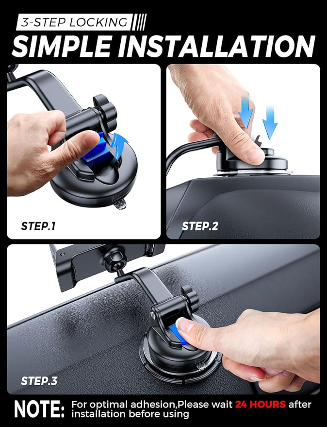 eSamcore Tablet Holder for Car Dashboard, Windshield Mount Holder for iPad & Foldable Phone Stand with Stable 360° Adjustable Clamp Car Gadgets & Accessories for iPad Air Pro Mini All 6”-11” Devices